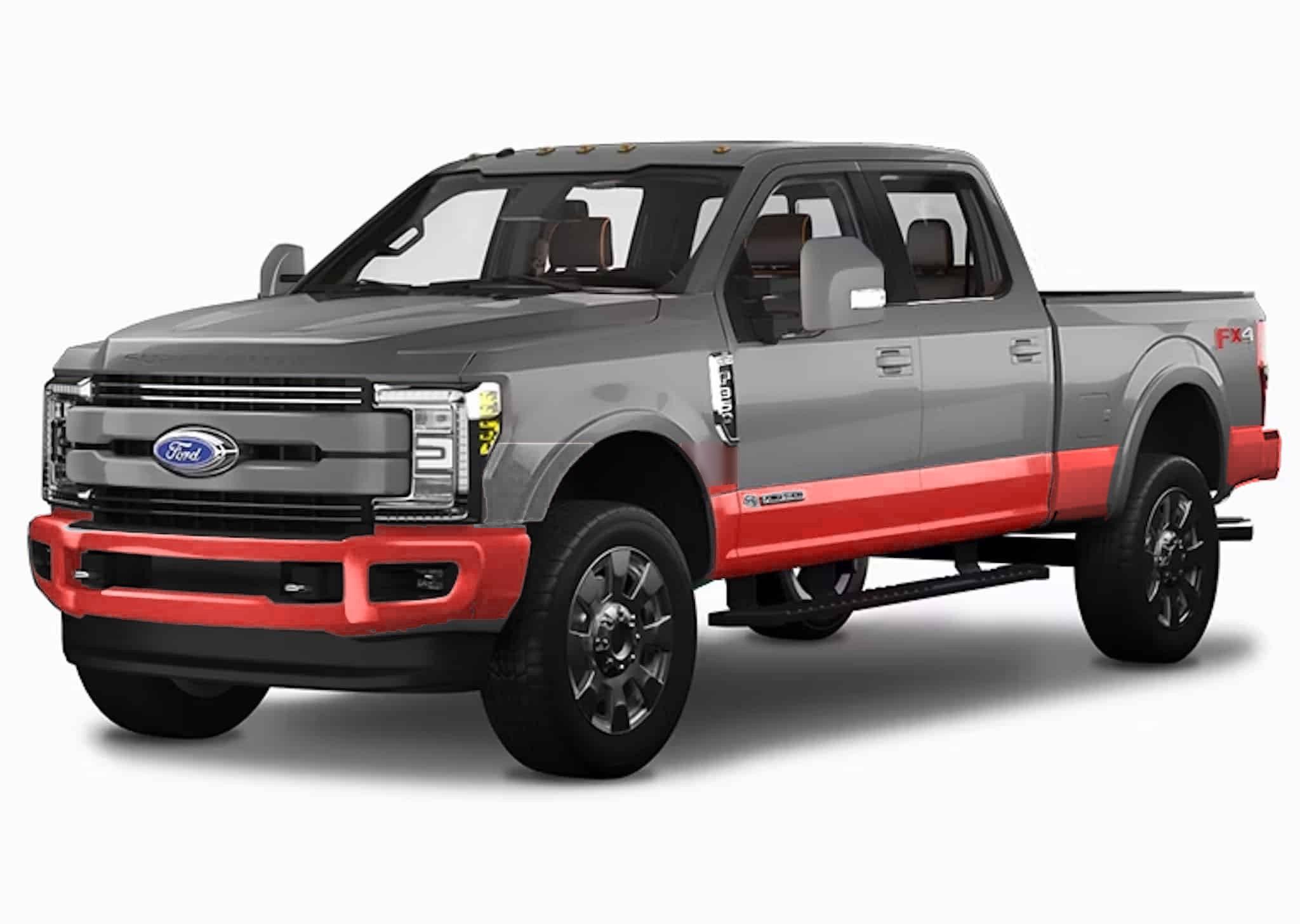 Low Rider PPF — front bumper, full rocker panels, and rear bumper highlighted — front view